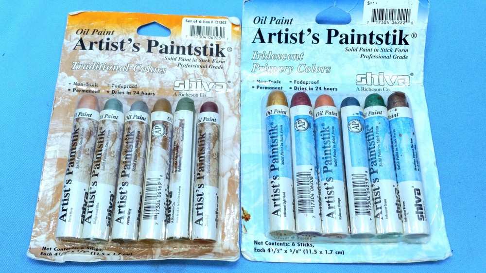 Shiva Artists Paintstik Set 12 Solid Oil Stick Vintage USA SEALED Primary Paint