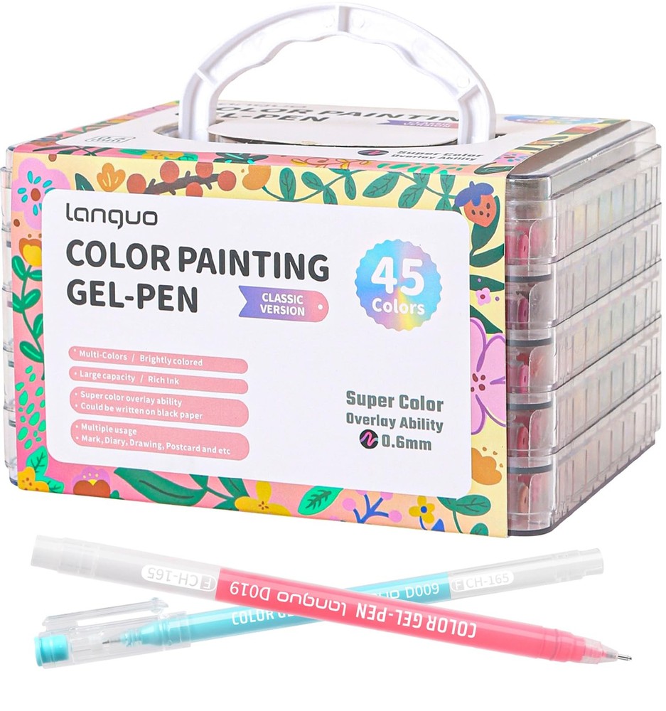 Gel Pens For Coloring, 45 Pack Colored Pens for Black Paper & White Paper, 0….