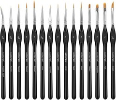 Extreme Detail Paint Brush Set, 15Pcs Miniature & Micro Brushes for Fine Detaili