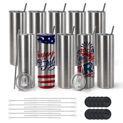 AGH 10 Pack 20oz Sublimation Straight Skinny Stainless Steel Vacuum Insulated…