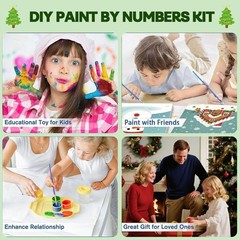 2 Pack Paint by Numbers Kit for Kids with Frame-Wooden Easel, Christmas Paint…