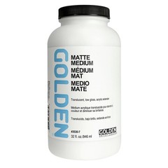 Matte Medium by GOLDEN, 32 fl. oz. Jar, 32 Fl Oz (Pack of 1), Clear