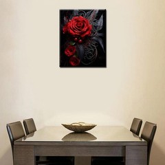 Exquisite Black Feather And Red Rose DIY Painting by Number for Adults and Be…