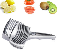 1pc Tomato Lemon Slicer Holder, Round Fruits Onion Shredder Cutter Guide Tongs W