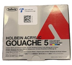 Holbein Artist Acrylic Gouache Primary 5 Tubes Mixing Colors Set – D421 20 ml