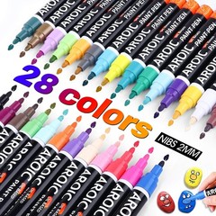 AROIC Paint Markers, 28 Colors Oil-Based Waterproof Paint Marker Pen Set.Quick D