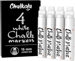 White Jumbo Chalk Markers – 15mm Window Markers | Pack of 4 White Pens – Use …