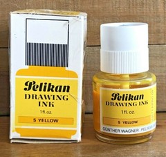 Pelikan Drawing Ink Tusche 5 Yellow Made In Germany 1oz/30ml