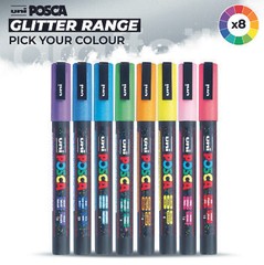 Uni Posca PC-3M Glitter Marker Range – Water-Soluble Paint Pen Opaque Colours