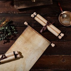 4 Pack Blank Paper Scrolls Scroll Paper Wrapped on Wood Rod for Writing, Draw…