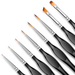 8-Piece Miniature Detail Paint Brushes Set – Precision Round, Filbert & Angular