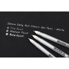 3X Sakura Gelly Roll Classic White Gel Pens 1.0mm Fine Point Smooth Ink New