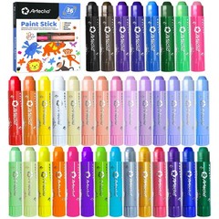 36 Colors Tempera Paint Sticks for Kids, Non-Toxic, Easy to Use, Art Supplies