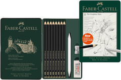 Pitt Graphite Matte Pencil Set, Metal Tin of 8 Graphite Pencils and Sketching Ac