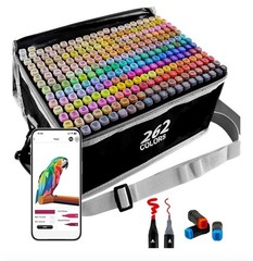 SiwaQio Alcohol Markers with APP, 262 Colors Dual Tip Art Marker for Adults