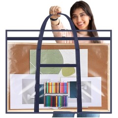 Huhumy Large Art Portfolio Case 48″ x 36″ Poster Storage Bag Bulletin Blue