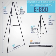 66″ High Black Metal Display Art Easel – Large Adjustable Height Portable Easel