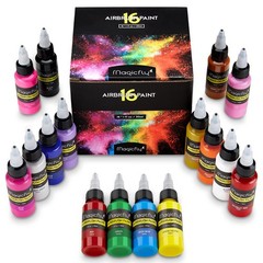 Magicfly Airbrush Paint, 16 Colors Acrylic Airbrush Paint Set 30 ml/1 oz, Rea…