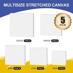 FUMILE Stretched Canvas for Painting Multi 5 4×4,6×6,8×8,10×10,12×12, white