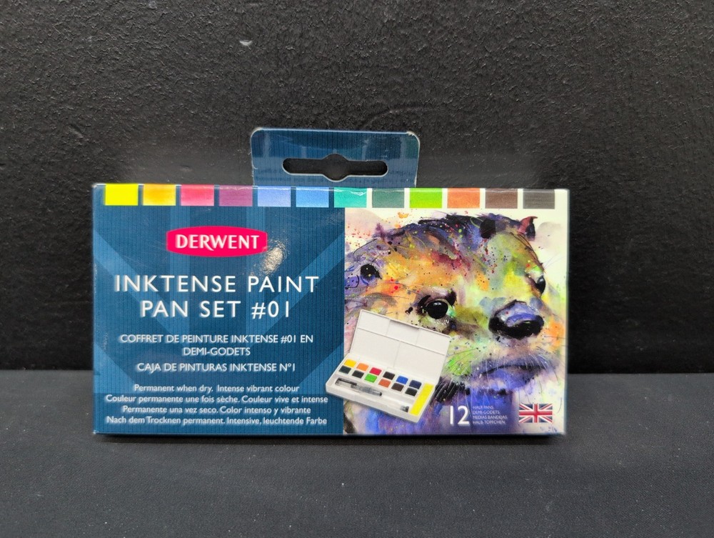 Derwent Inktense Paint Pan Travel Set Palette #01 12 Colours 2302636