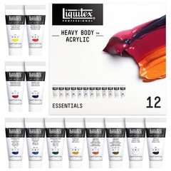 Professional Heavy Body Acrylic Paint, 12 x 22ml (0.74-oz), Essentials Set