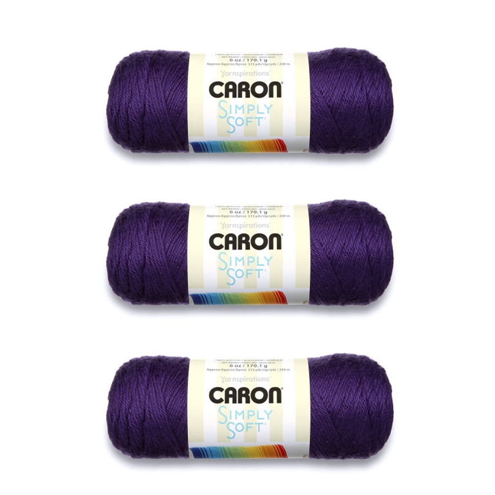 Yarn 3 Pack 170g 6oz Purple Acrylic Worsted Caron Simply Soft 170g 6oz Medium