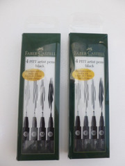 FABER CASTELL 4 PITT Artist Pens X 2 Packs Black Wallet Sets S F M B
