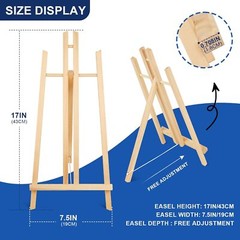ESRICH 2pcs 17 Inch Tabletop Easels, Easel Stand for Painting,Tripod, WOOD