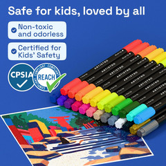 24 Acrylic Paint Markers – Paint Pens for Drawing – for Fabric, Rock, Glass, Woo