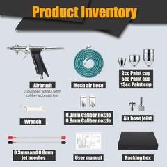 Airbrush Kit, Air Brush Painting Set, Double Action Trigger Airbrush Gun with 0.