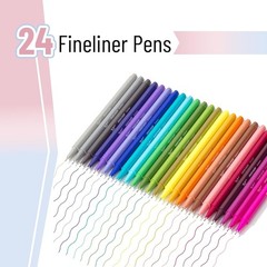 Fineliner Pens Colored, 24 Pack, Bible Journaling Pen, Ergonomic Triangular C…