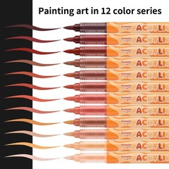kander Guangna Acrylic Paint Markers 12 1 Count (Pack of 12), Red Brown