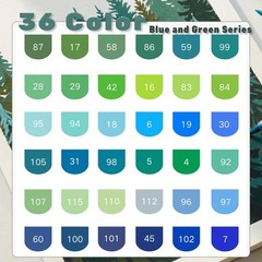 ROSYMENG Green Blue Art Markers: 36 Colors Acrylic Paint Pen Set with Soft Br…