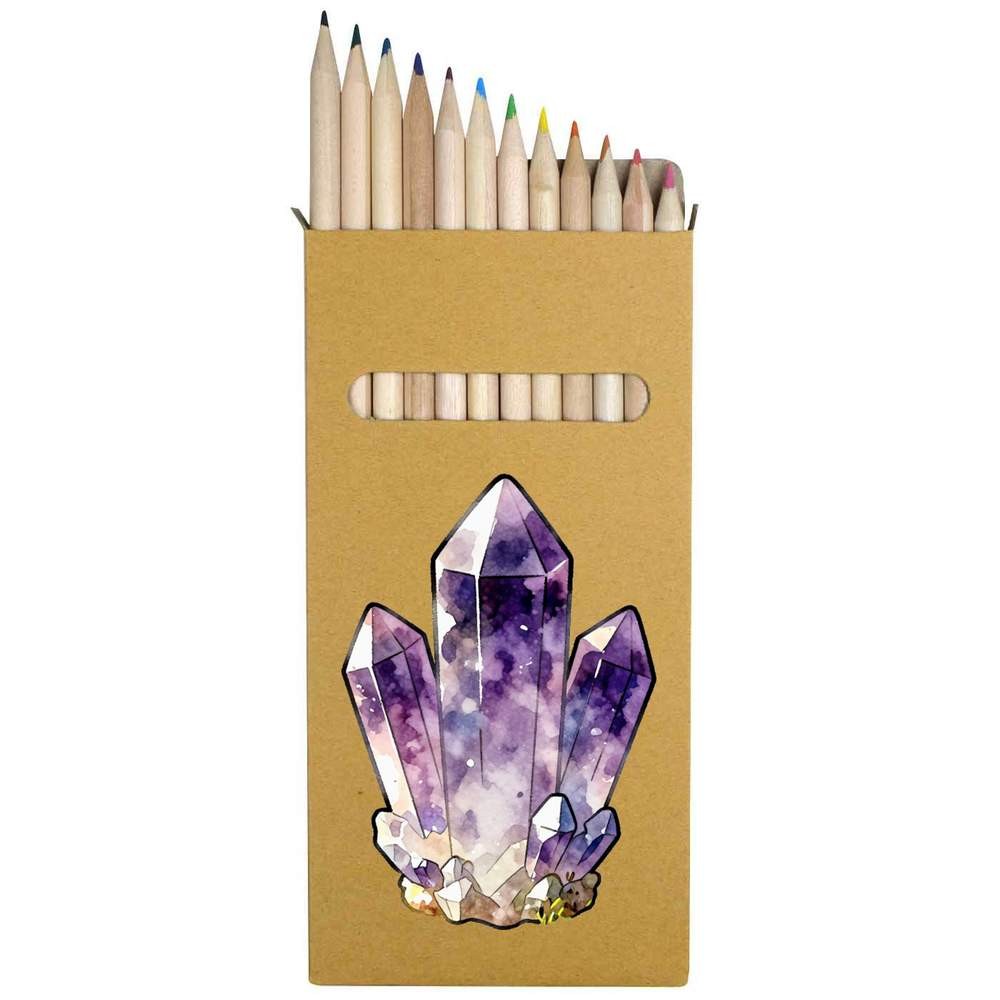 12 x ‘Amethyst Cluster’ Long 178mm Coloured Pencils / Pencil Set (PE00095535)