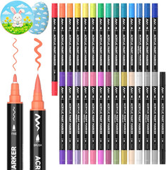 28 Colors Dual Tip Acrylic Paint Markers, Brush Tip and Fine Tip Acrylic Paint P