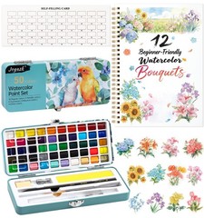 Watercolor Workbook, Water Coloring Book, 12 1 Count (Pack of 1), Flowers