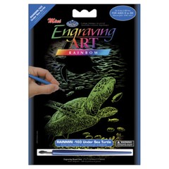 Rainbow Foil Engraving Art Mini Kit 5″X7″-Undersea Turtle