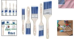 Bates Paint Brush Set 5 Pack Assorted Sizes Flat & Angle Synthetic Bristles