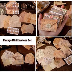 92 Pieces Mini Stationery Paper Envelopes and Sealing Sticker Set, 60 cream