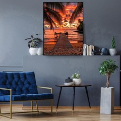 Diamond Art Kits for Adults, Sunset Landscape Beach Diamond Painting Kits for Ad