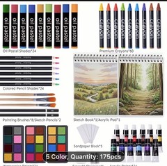 175 piece deluxe art set w/five media in wooden box NEW Shipping Included