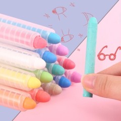 Non Dustless Chalk Set w/ Holder Colorful Art Tool for Kid Drawing Writing