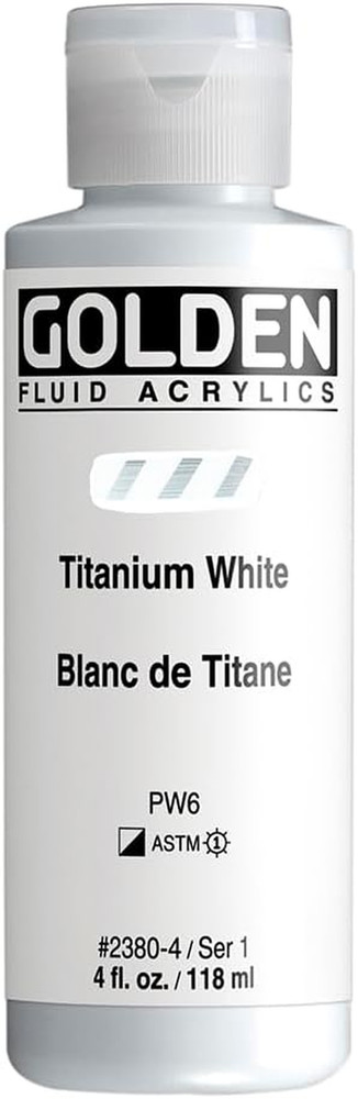 Fluid Acrylics, Titanium White, 4 Fl. Oz. Bottle, Professional Acrylic Paint, Se