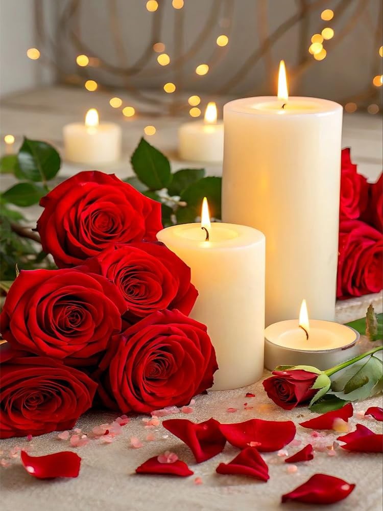 Red Rose Diamond Art Kits for Adults,Round Full Drill 5D Diamond Painting Kits f