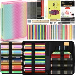 78pcs Drawing Kit Sketching Set Art Supplies with 3Color Sketchbook Colorful …