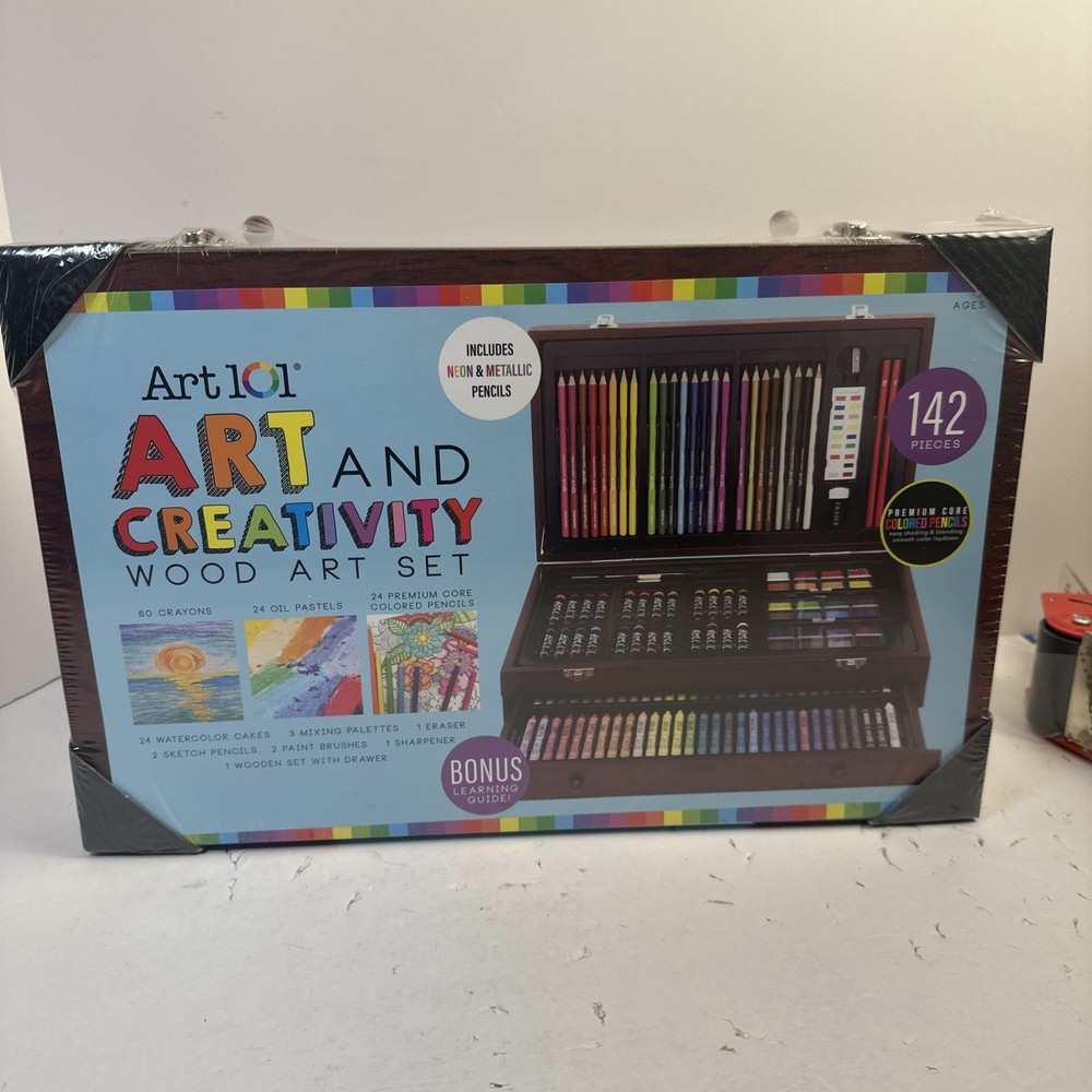 Art 101 Wood Art Set with 24 Premium Core Colored Pencils 142 Piece