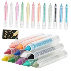 Sidewalk Chalk for Kids, 12 Colors Washable Dustless Chalk with 12pcs-8mm
