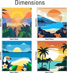 4 Pack Paint by Numbers for Adults and Kids Beginner，Landscape-Beach DIY Acry…