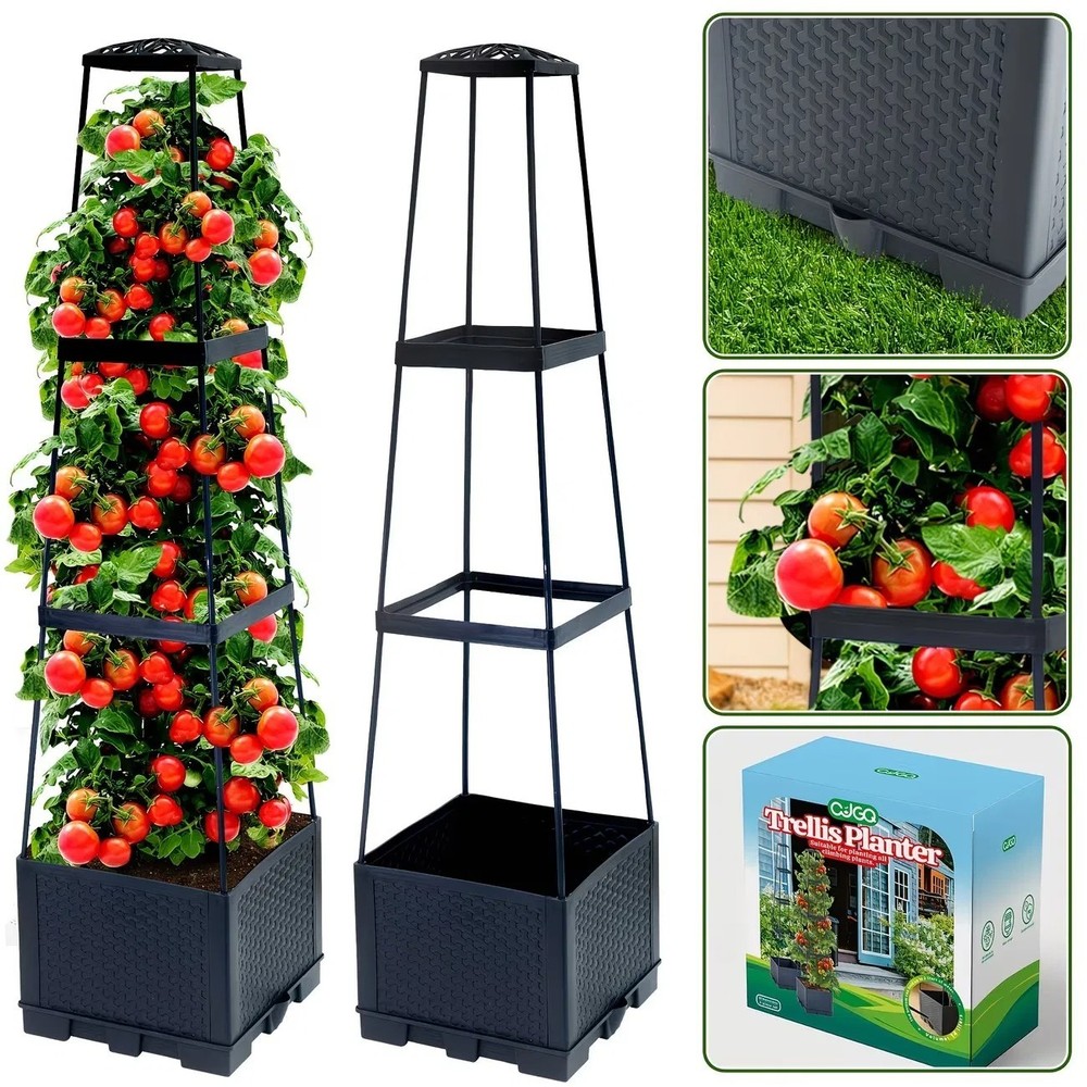 2-Pack 44.8″ Self-Watering Tomato Planter with Trellis – Heavy-Duty Indoor