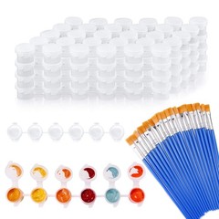 120 Pots 20 Strips Empty Paint Containers 20 PCS Brushes 3ml 0.1oz Craft